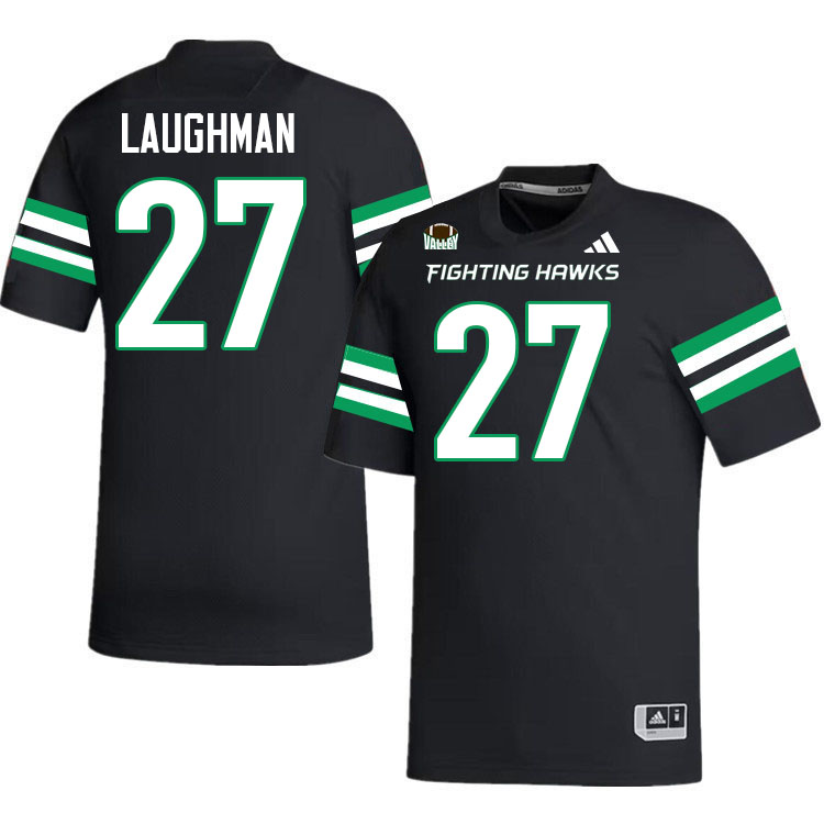 North Dakota Fighting Hawks #27 Kenten Laughman College Football Jerseys,Uniforms-Black